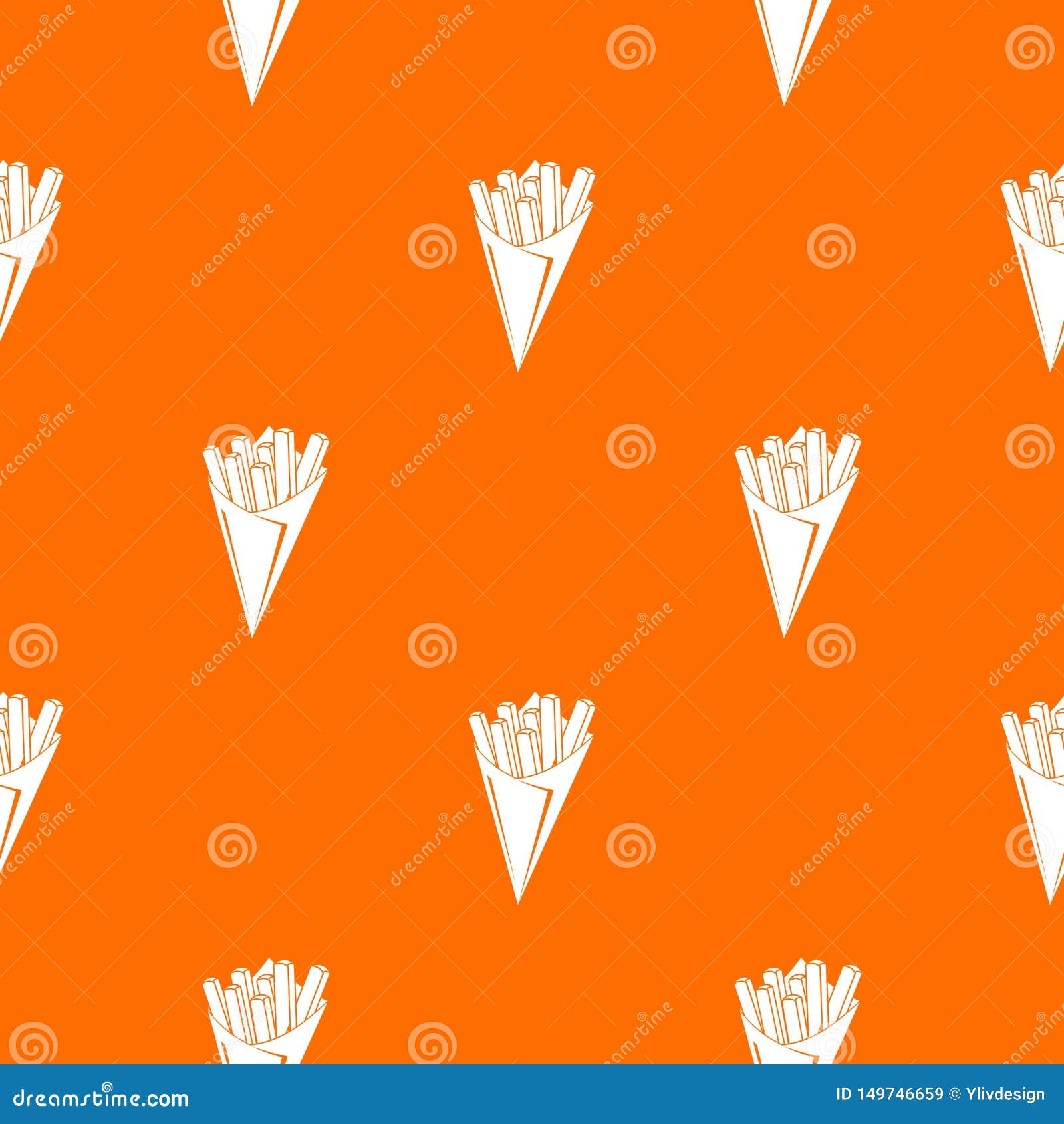 French Fries Pattern Vector Orange Stock Vector Illustration of