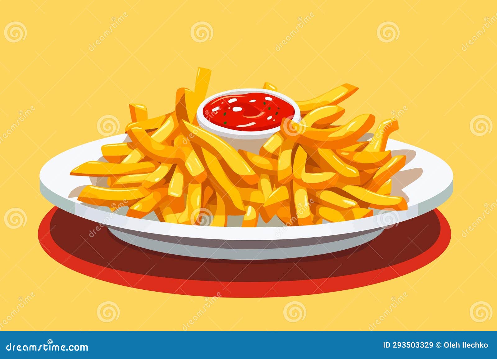 French Fries on Plate Vector Flat Minimalistic Isolated Illustration Stock Vector - Illustration ...