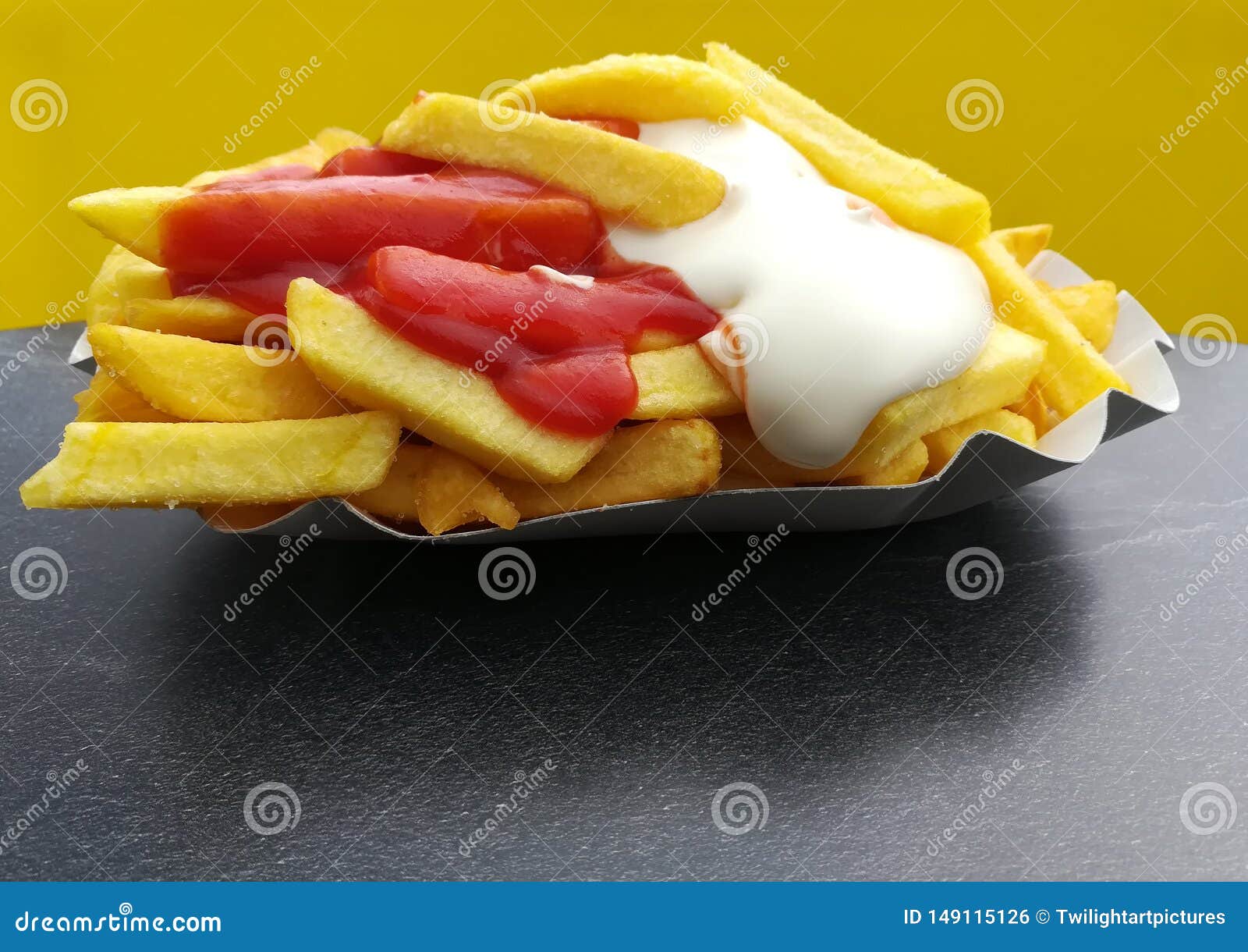 French Fries Potatoes Half and Half Stock Photo Image of lunch, plate 149115126