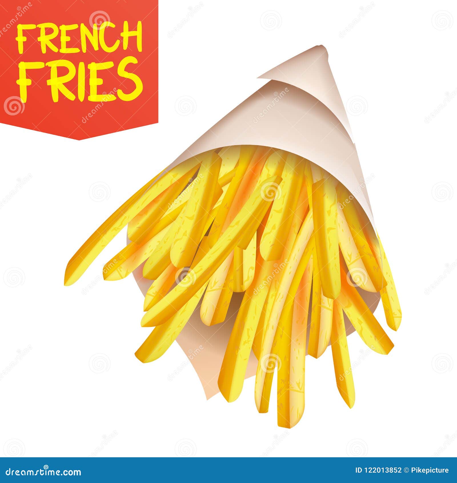 French Fries Set Vector Classic Paper Bag Tasty Fast Food Potato