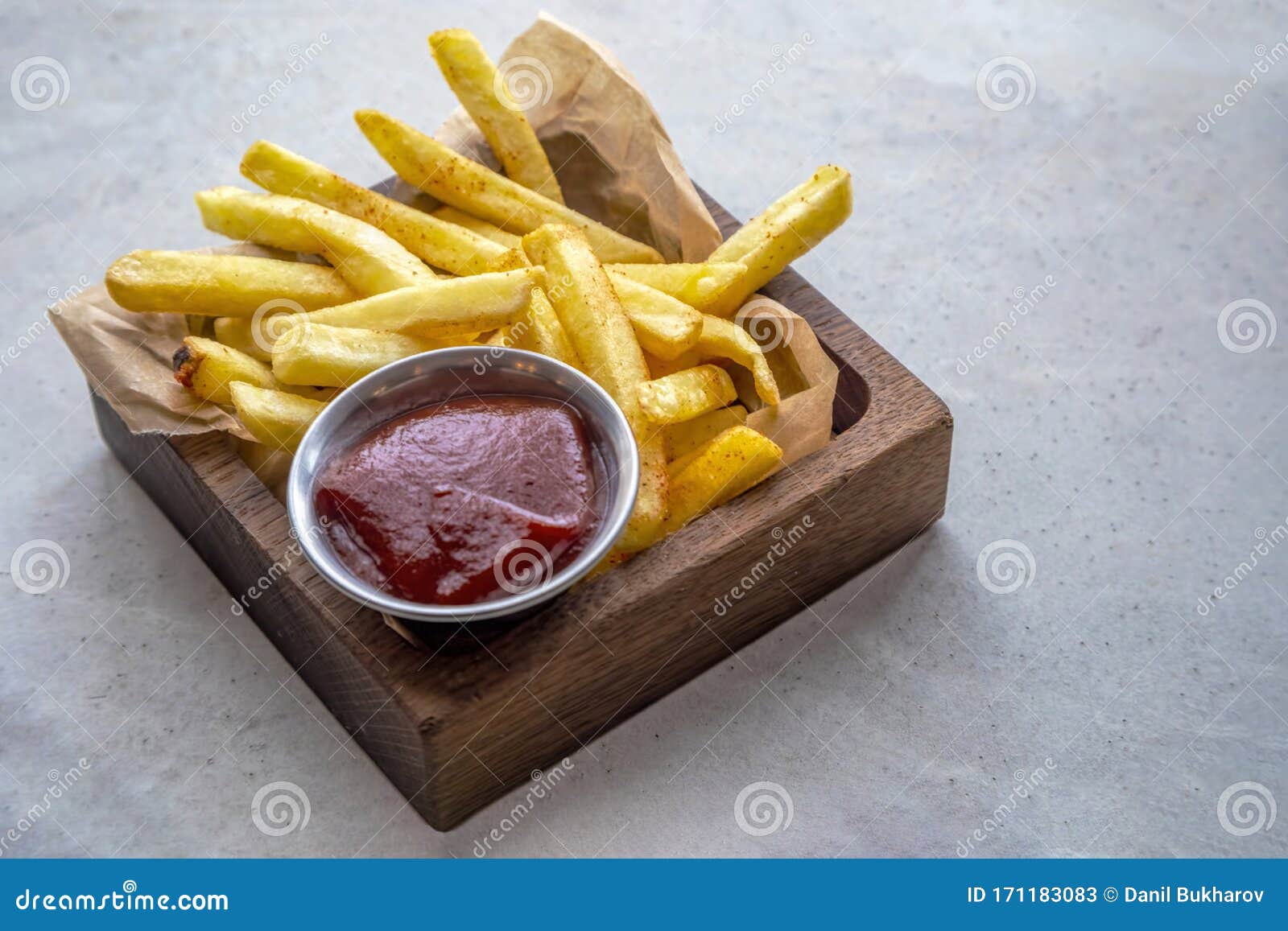 French Fries and Tomato Sauce Stock Image Image of salt, fast 171183083