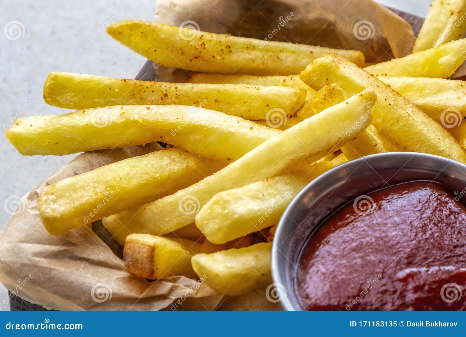 French Fries and Tomato Sauce Stock Image Image of yellow, fresh