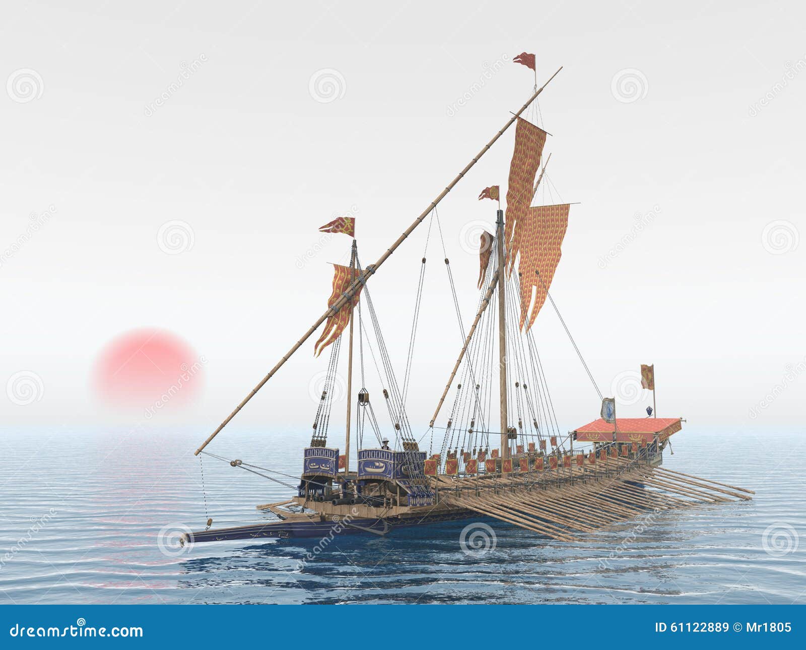 French galley La Reale stock illustration. Illustration of rowing