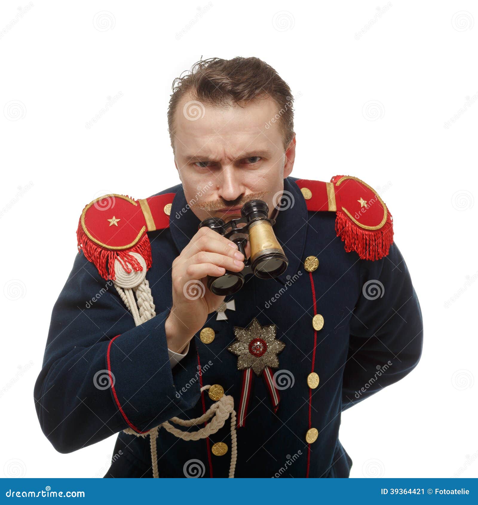 French General with Beautiful Mustache Holding Binoculars Stock Image ...