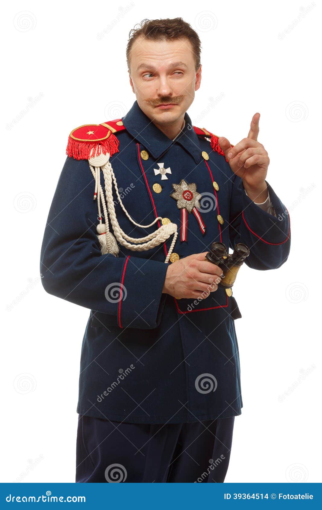 French General with Beautiful Mustache Holding Binoculars Stock Photo ...