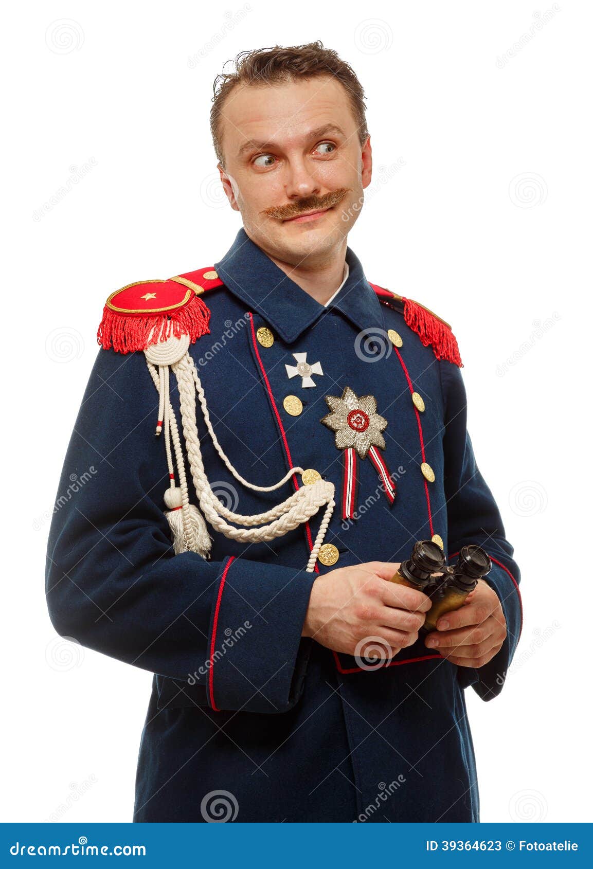 French General with Beautiful Mustache Holding Binoculars Stock Image ...