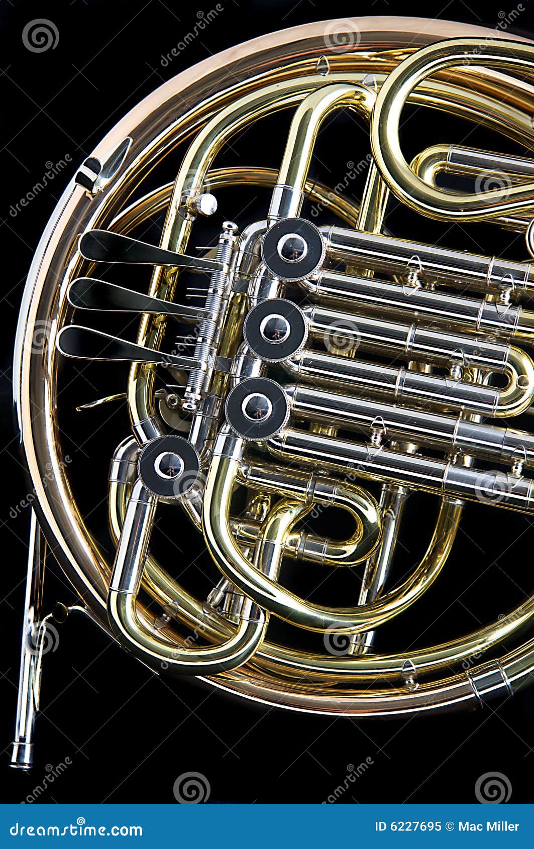 French Horn on Black Background Stock Image Image of horn, french