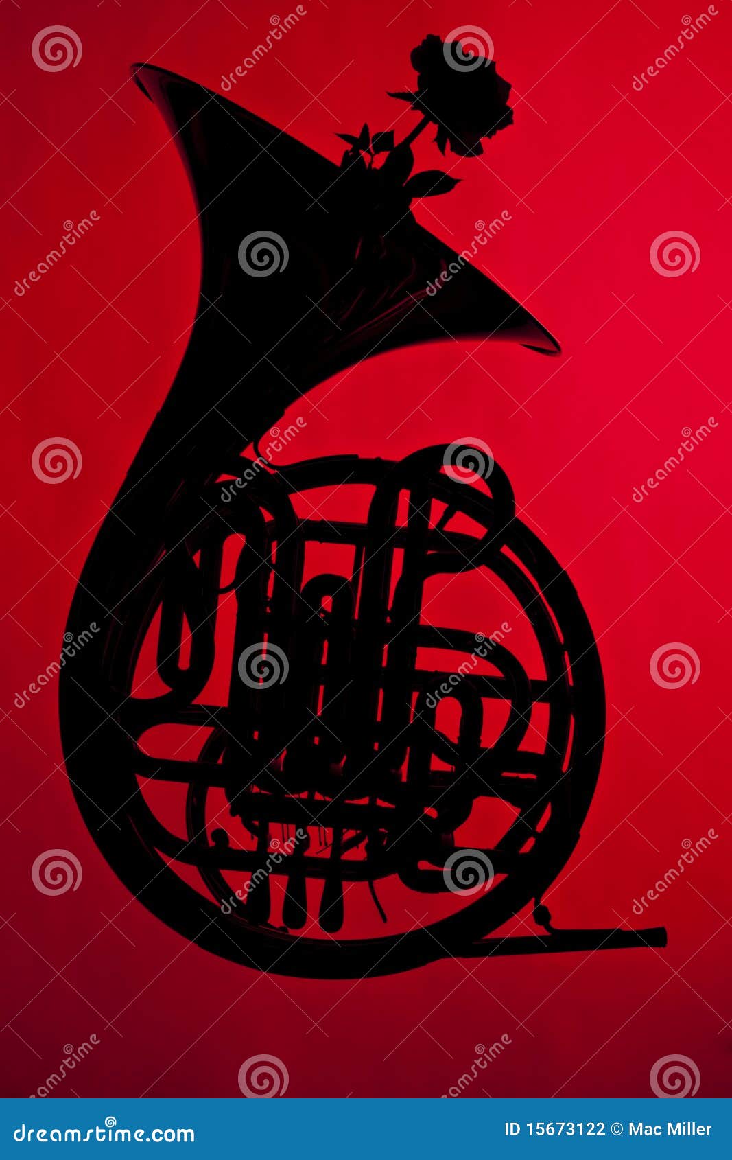 French Horn Silhouette On Red Stock Photo Image of vertical