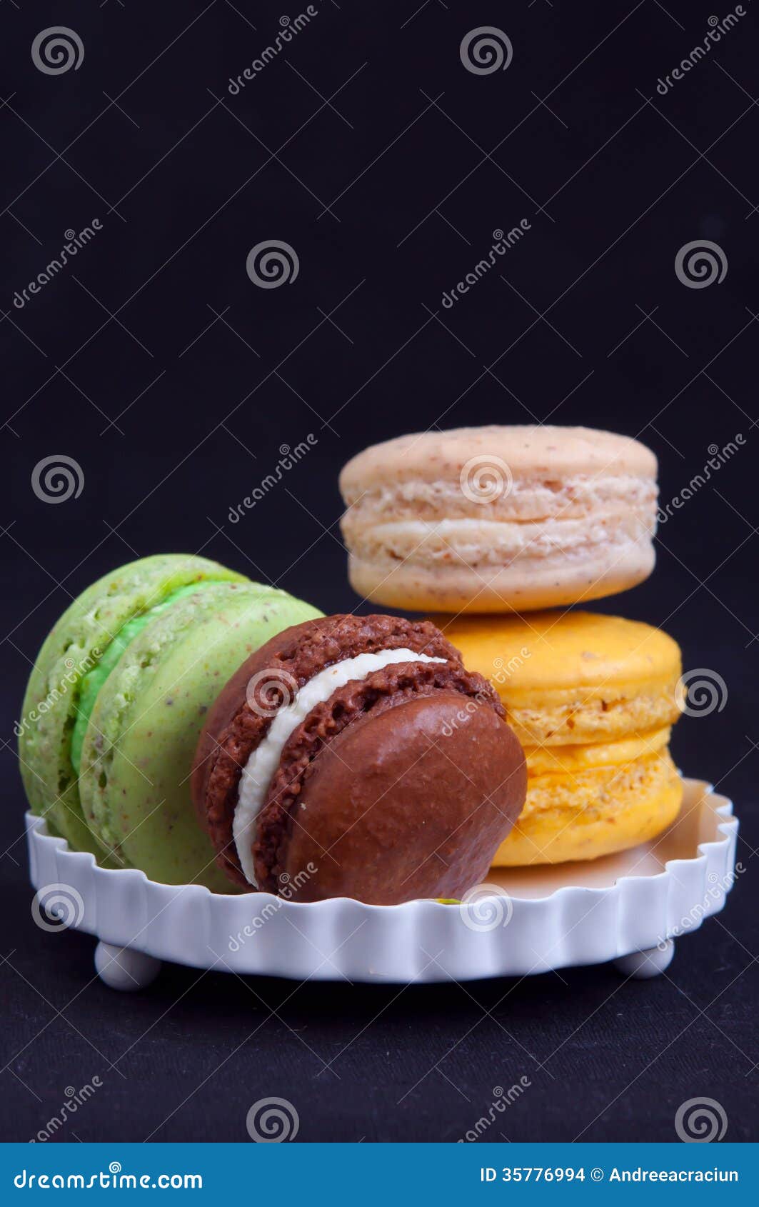 French macarons on plate stock photo. Image of coffee - 35776994