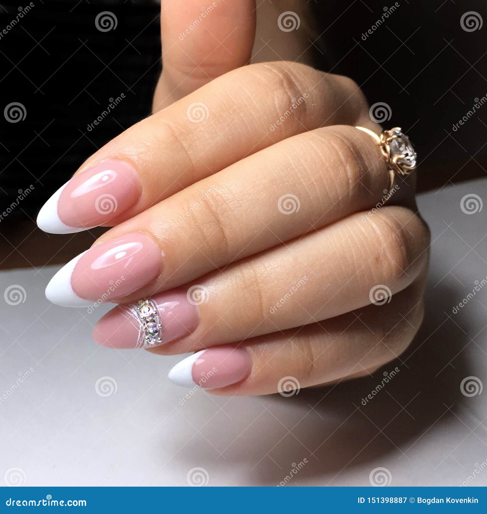 French Manicure on the Nails. French Manicure Design Stock Image - Image of  fingernail, nails: 151398887