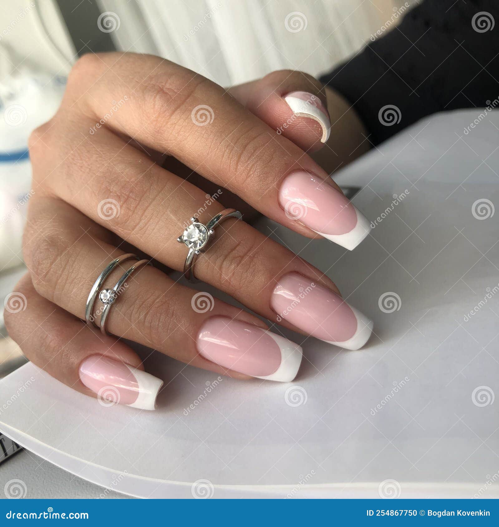 French Manicure on the Nails. French Manicure Design. Manicure Gel Nail  Polish Stock Photo - Image of concept, clean: 254867750
