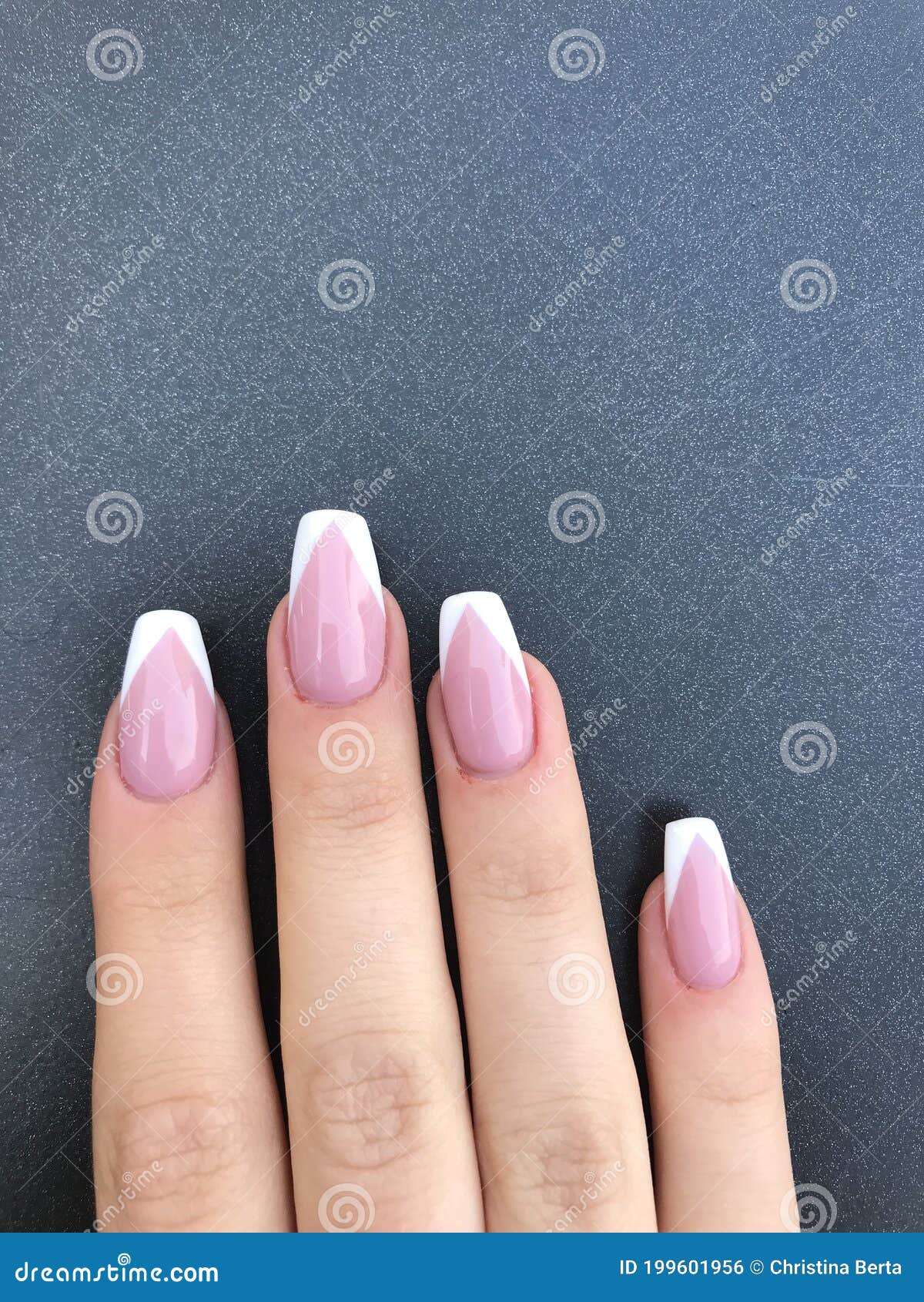 French Manicure with Sharp Angled Tips Stock Photo - Image of hand, shape:  199601956
