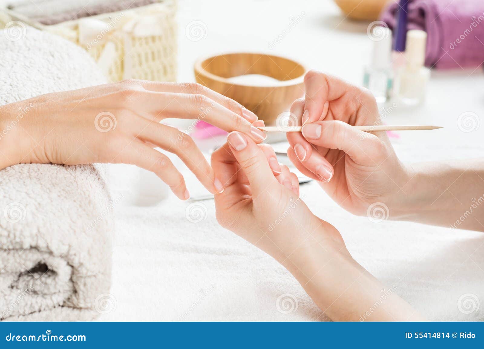 french manicure at spa center