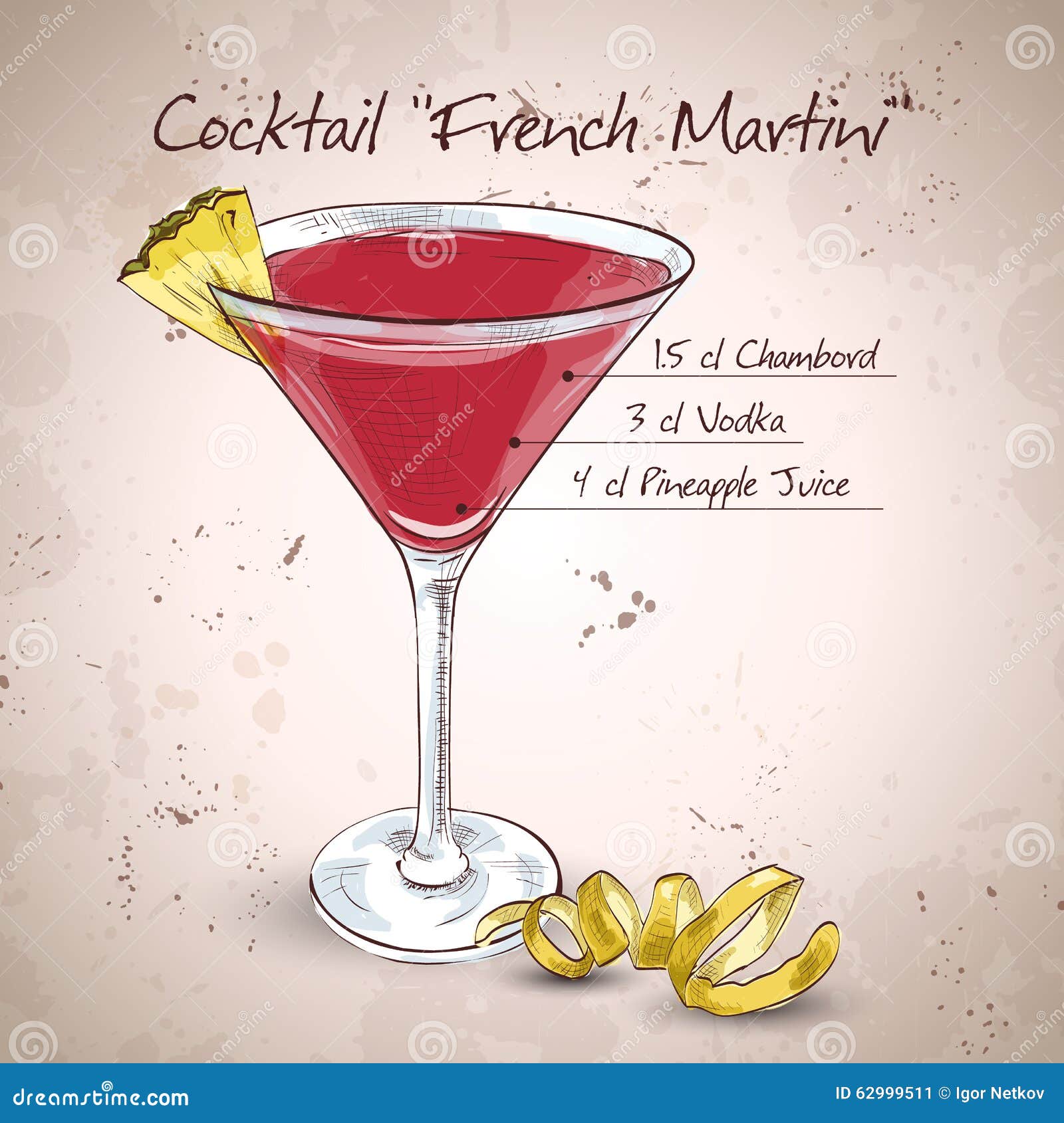 French Martini cocktail stock vector. Illustration of food 62999511