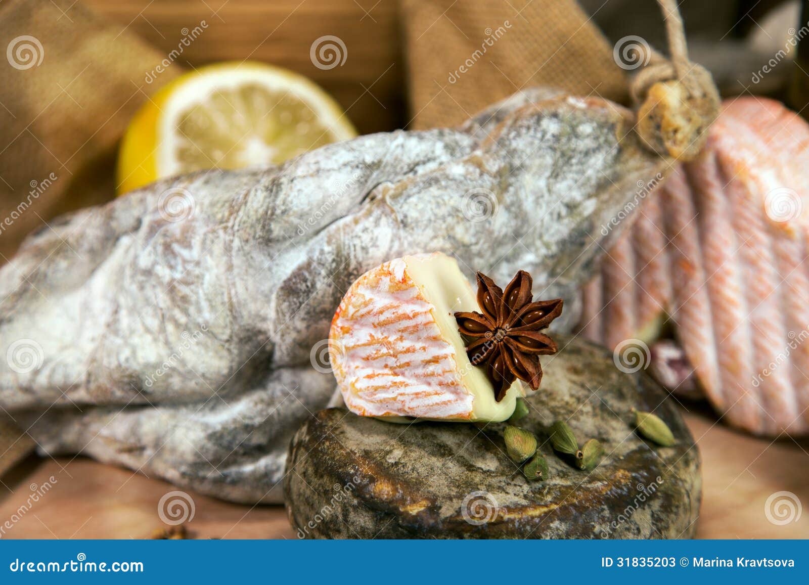 French Meat with Cheeses Sliced Stock Image Image of french, spices