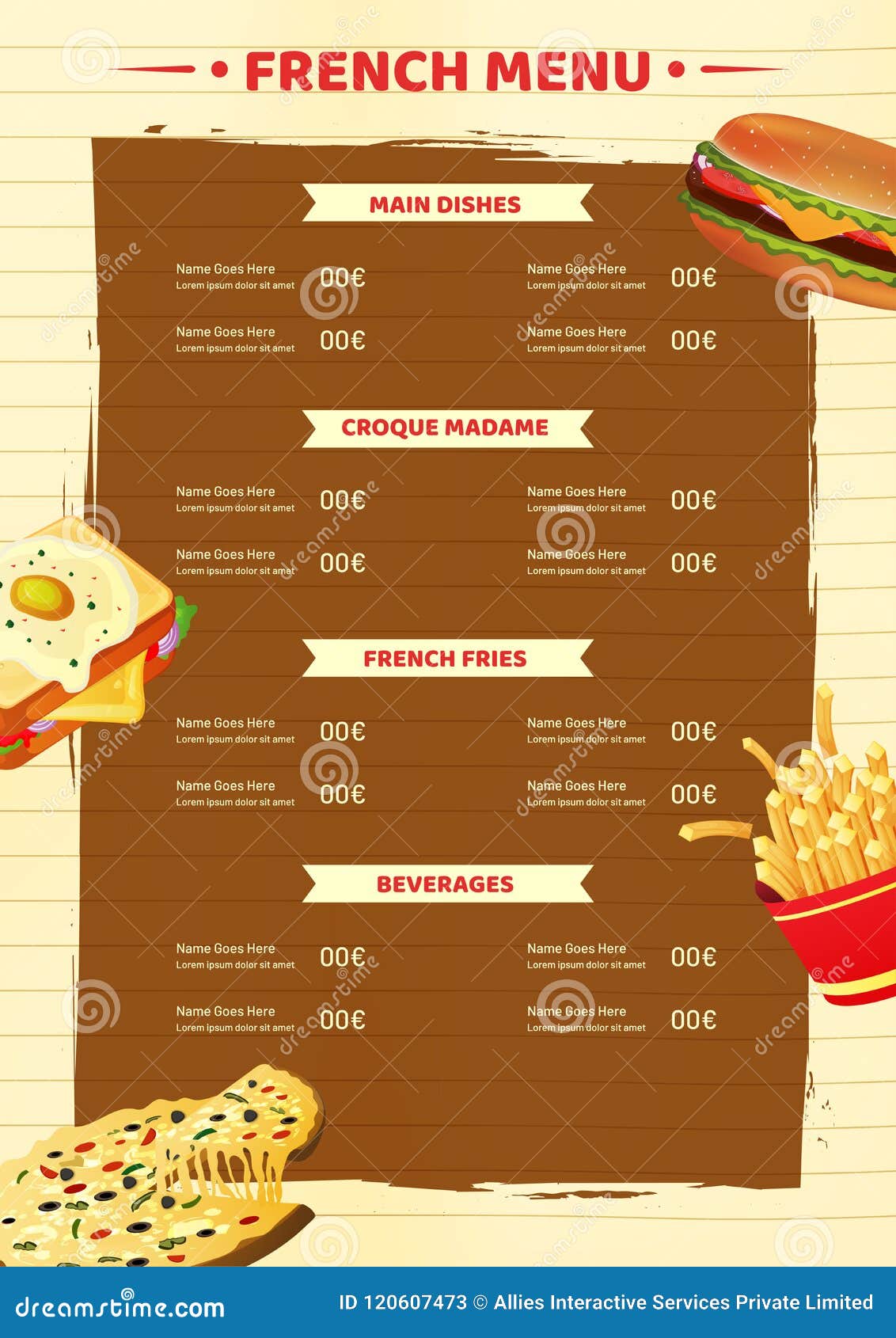 french cafe menu design