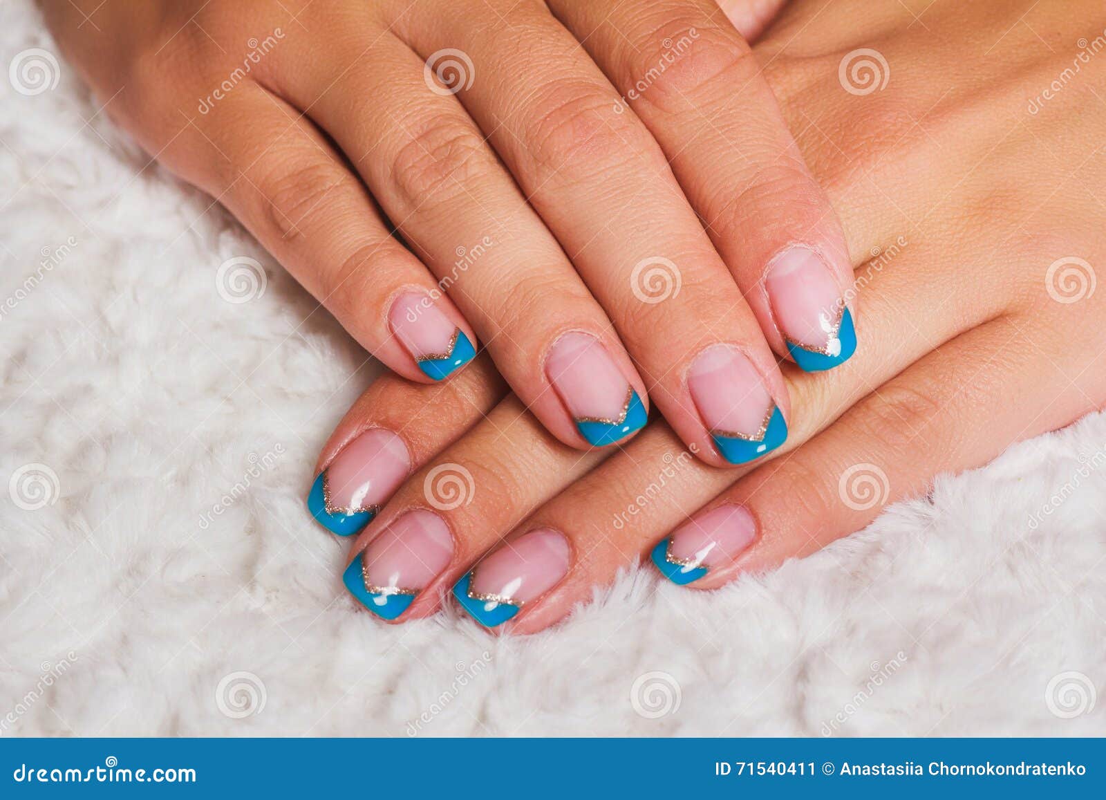 French Nail Art With Light Blue And Gold Lines Stock Image - Image French nail art with light blue and gold lines - French Nail Art With Light Blue And Gold Lines Stock Image - Image