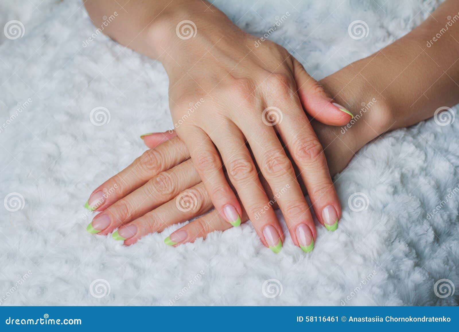 French Nail Art in Light Green Colour Stock Image Image of nail, care