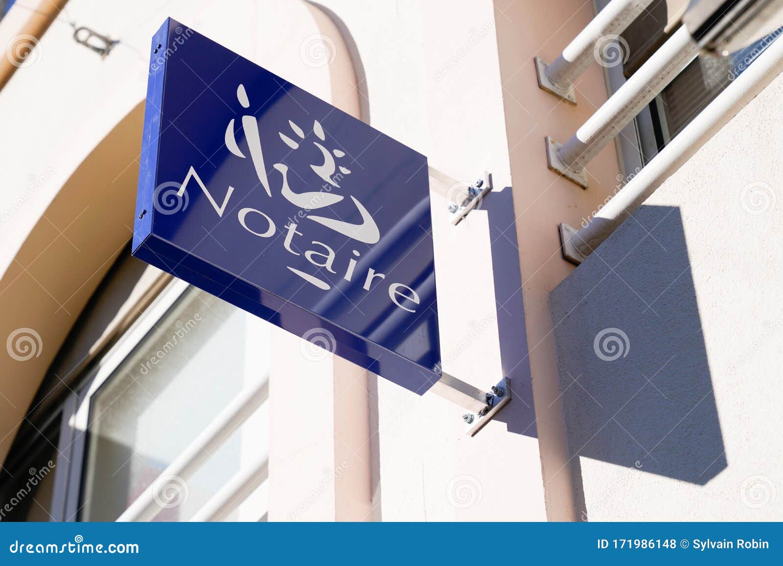French Notaire Notary Board Blue Sign Logo Entrance Building Office ...