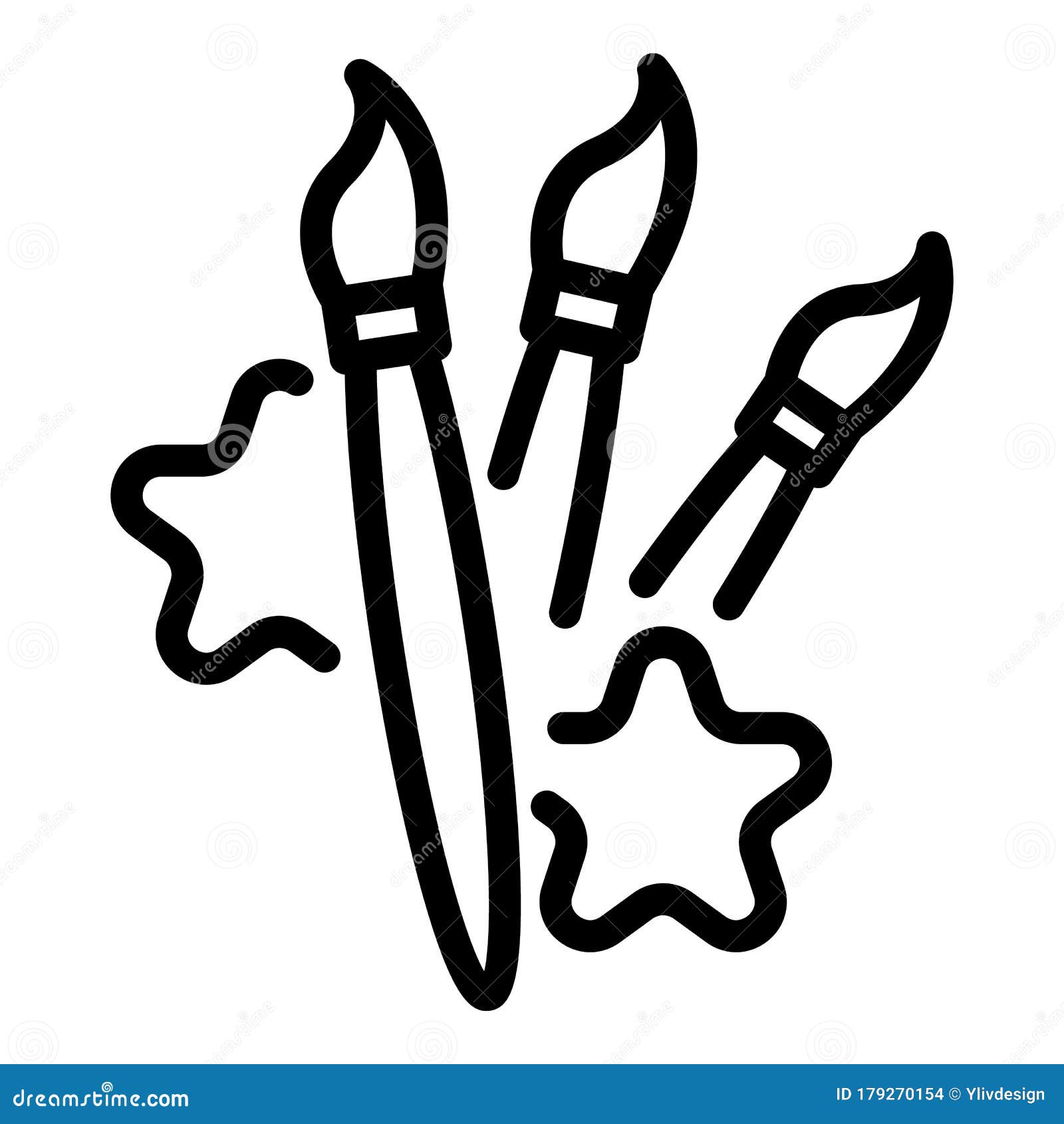 French Paintbrushes Icon, Outline Style Stock Vector Illustration of