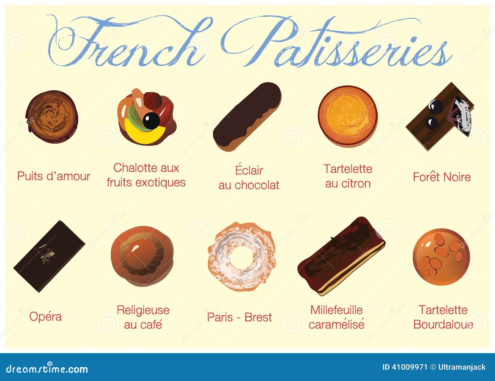 French Patisseries stock vector. Illustration of french - 41009971