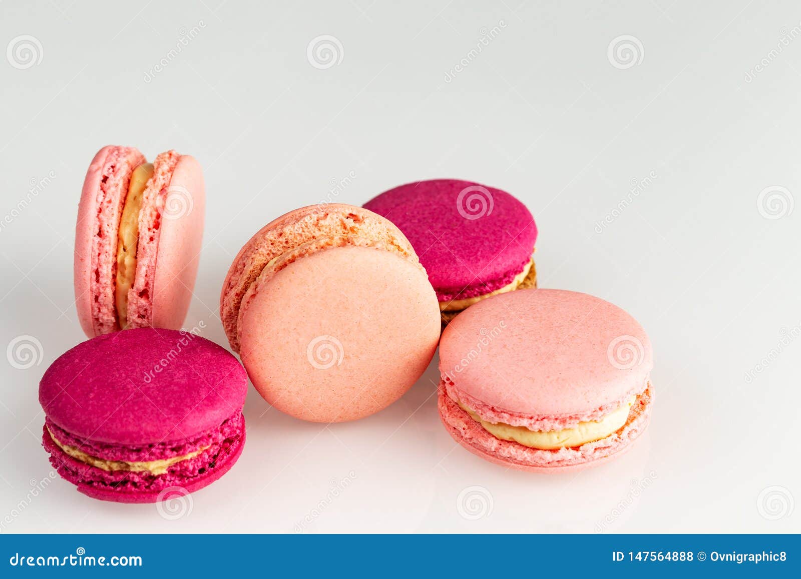 French Pink and Magenta Macarons or Macaroons Stack, Side Top View on a ...