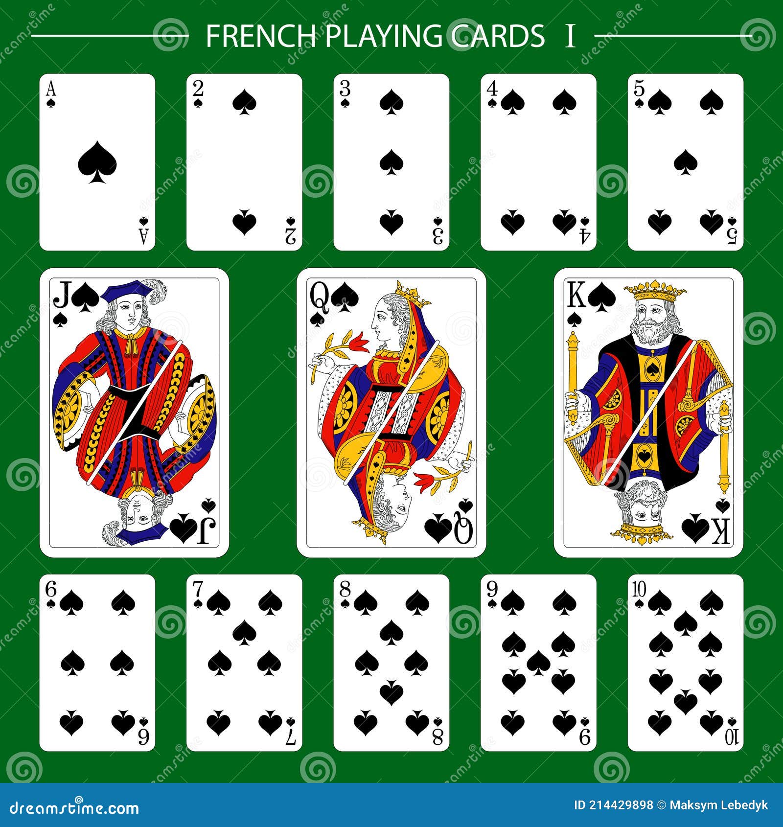 French Playing Cards Suit Spades Stock Vector Illustration of