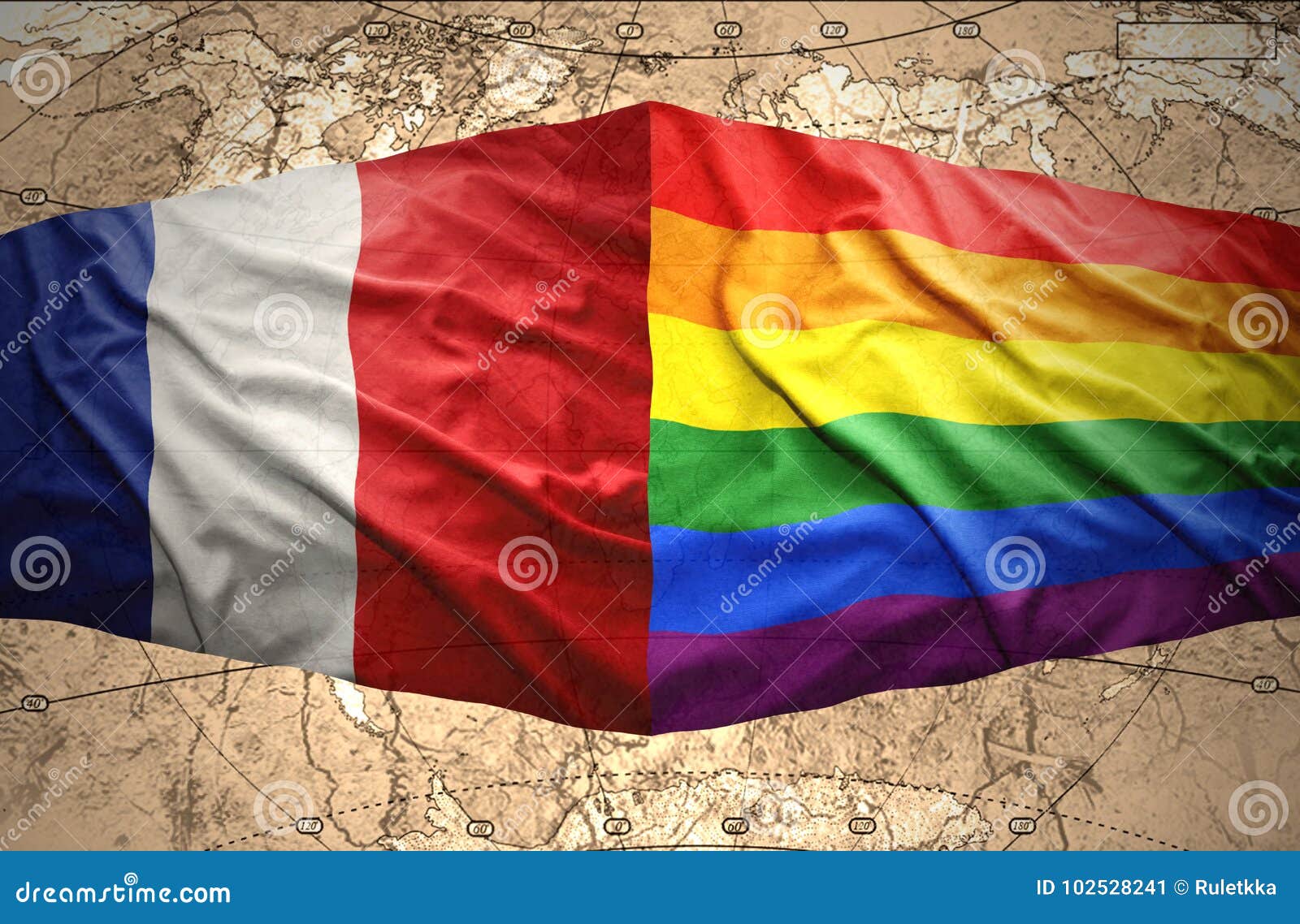 French and Rainbow flags stock illustration. Illustration of couple ...