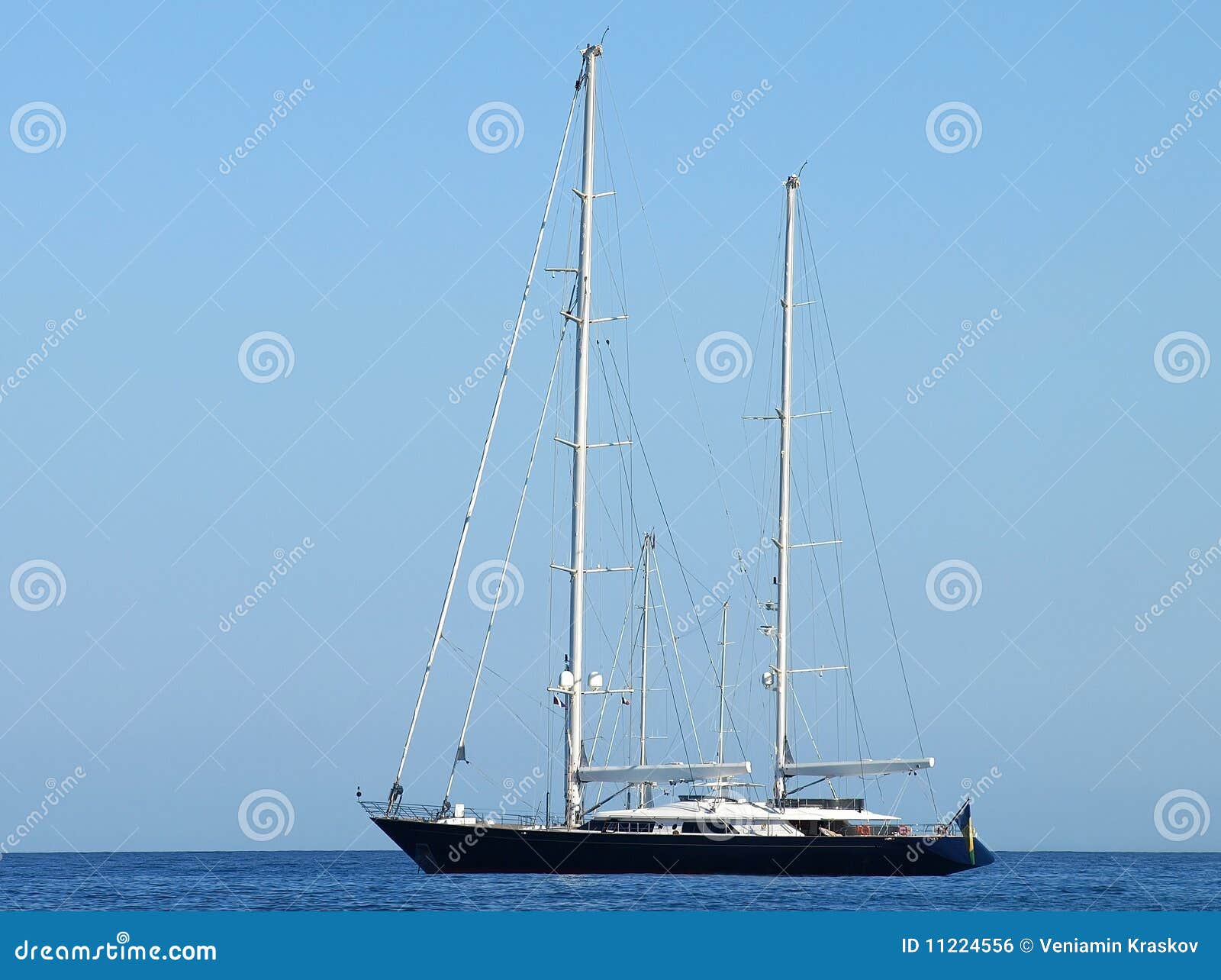 French Riviera - Black Sailboat Royalty Free Stock Image ...