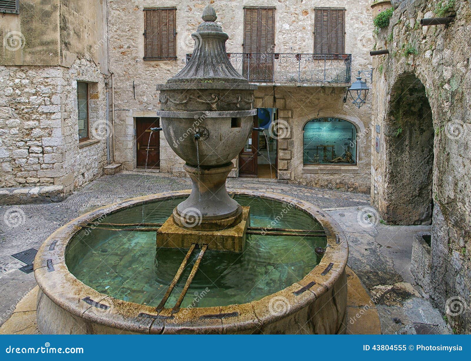 French Riviera, Saint-Paul-de-Vence Village, Medieval Fountain Stock