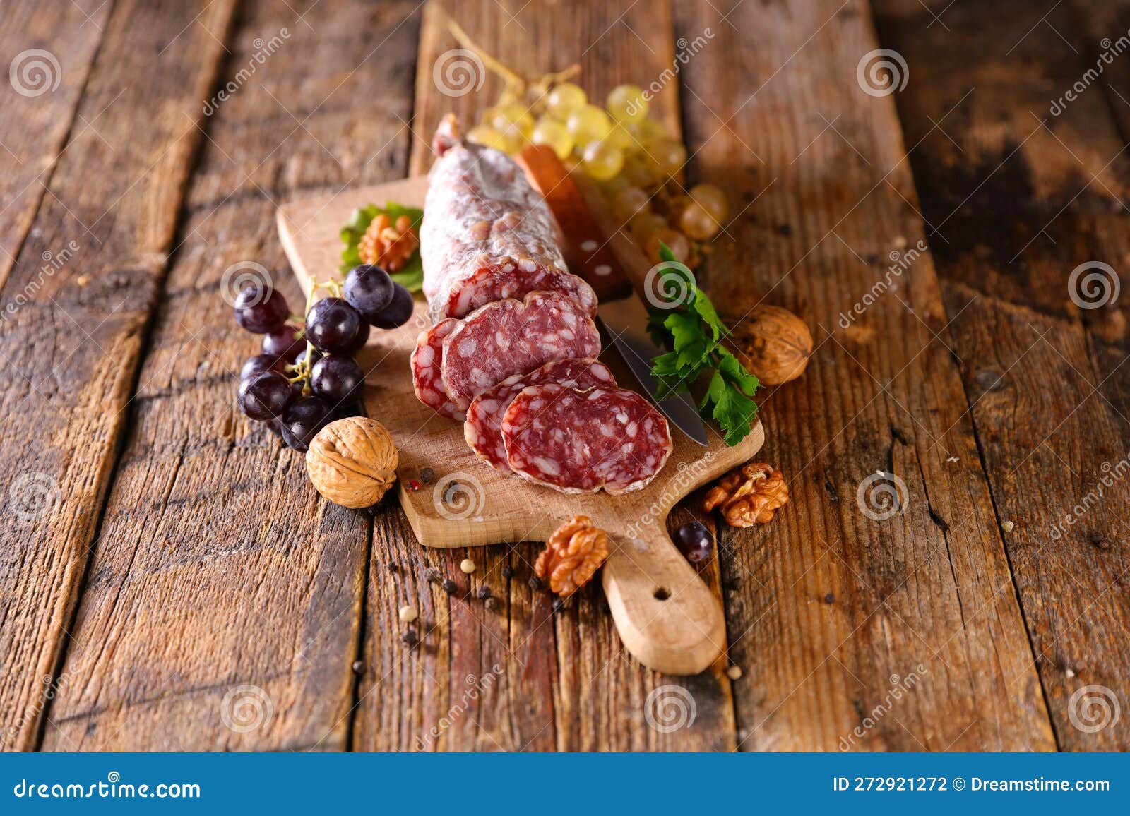 French salami on board stock photo. Image of breakfast 272921272