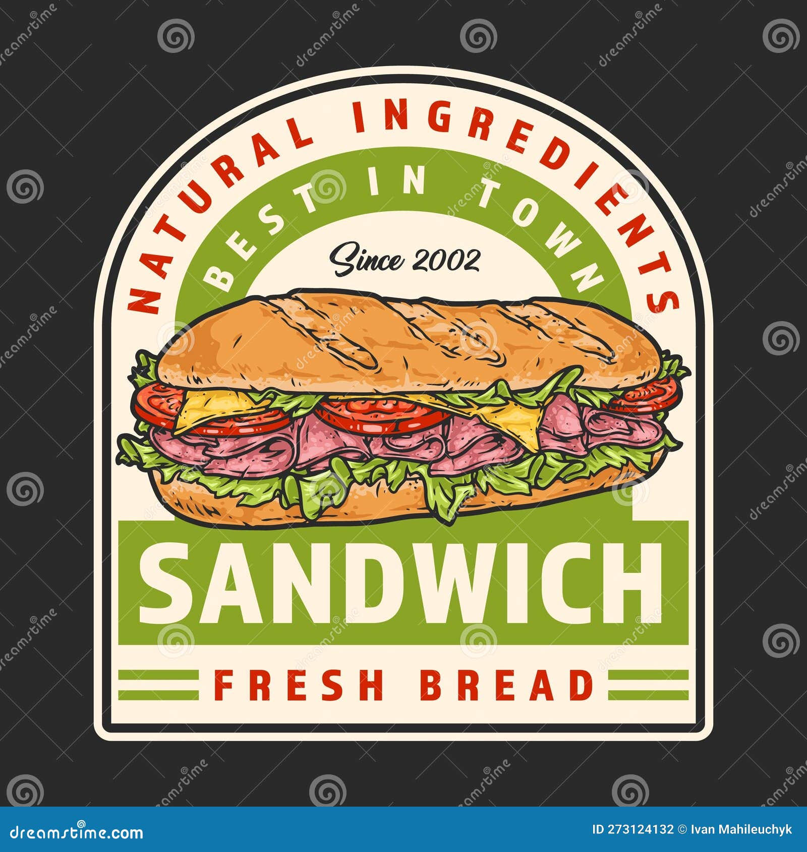 french sandwich colorful vintage label