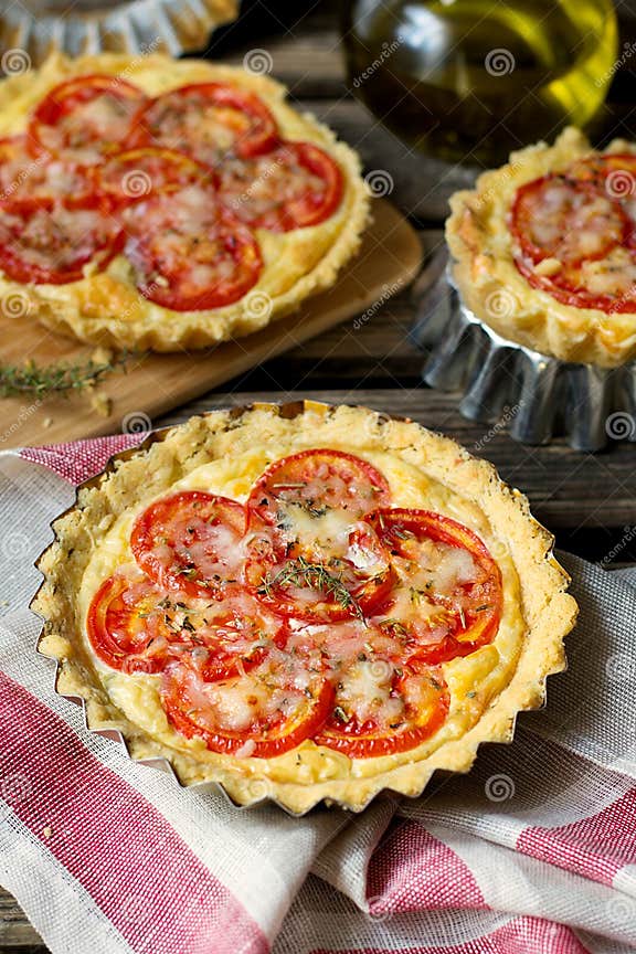 French Savoury Pie Quiche with Cottage Cheese and Tomatoes Stock Photo ...