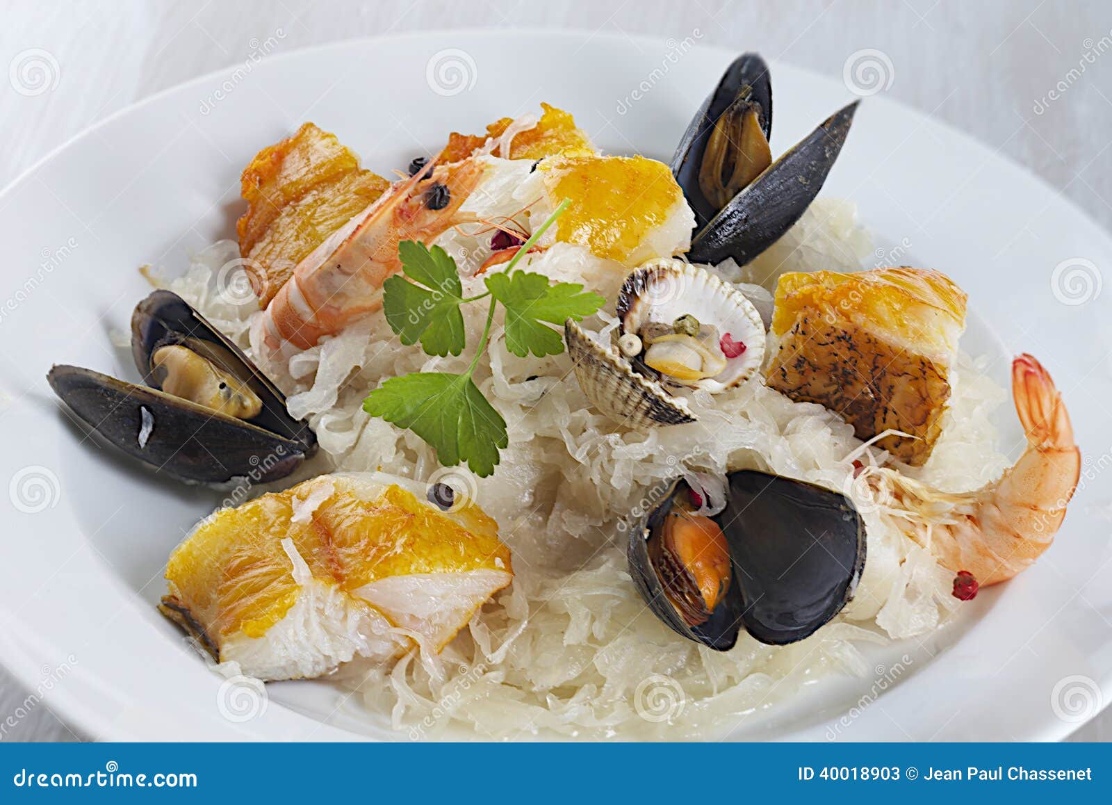 French seafood sauerkraut stock image. Image of food 40018903