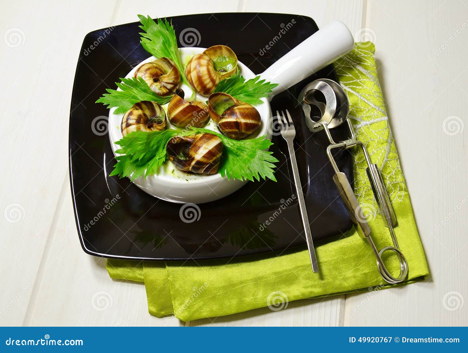 French snails stock image. Image of garnish, food, tableware 49920767