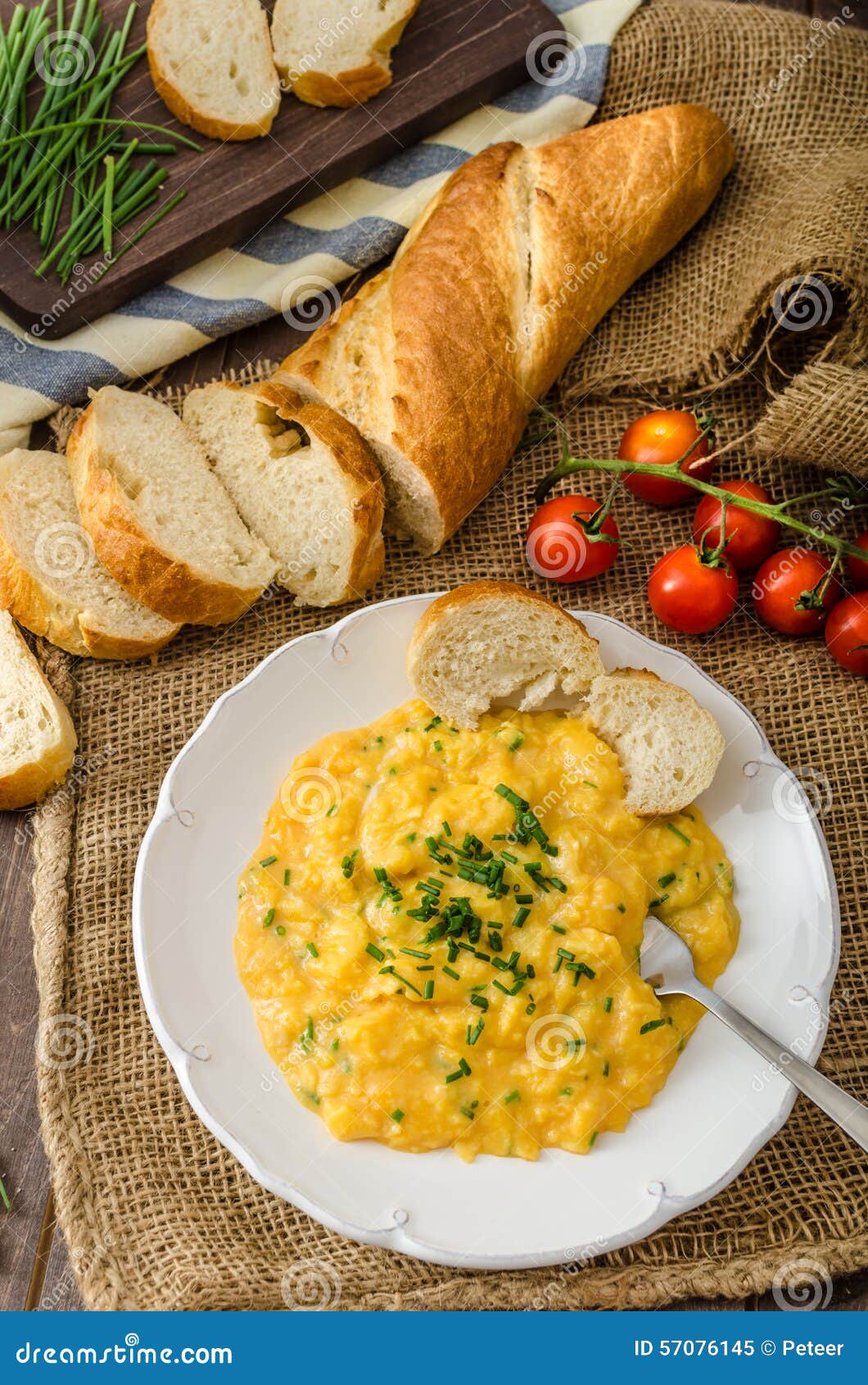 French Style Scrambled Eggs with Chives Stock Image Image of cooked