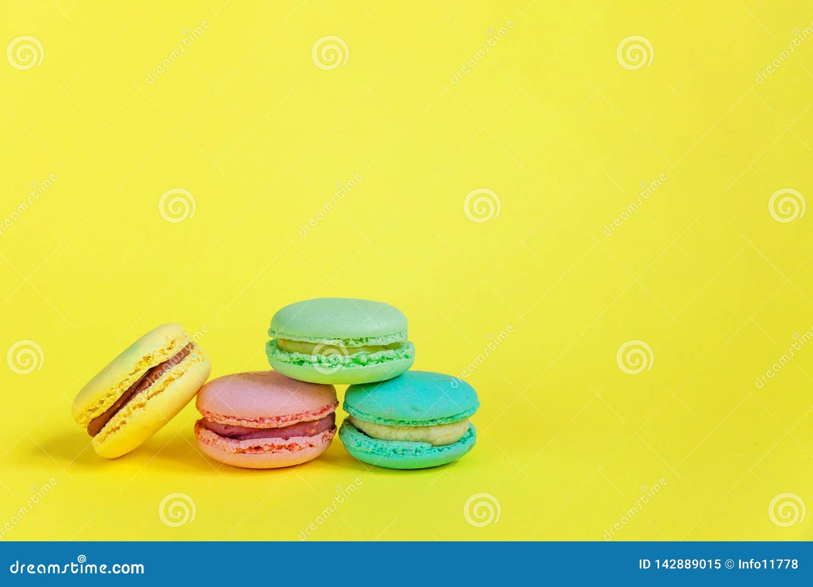 French Sweet Cookie. Minimal Food Bakery Concept. Pink Blue Yellow ...
