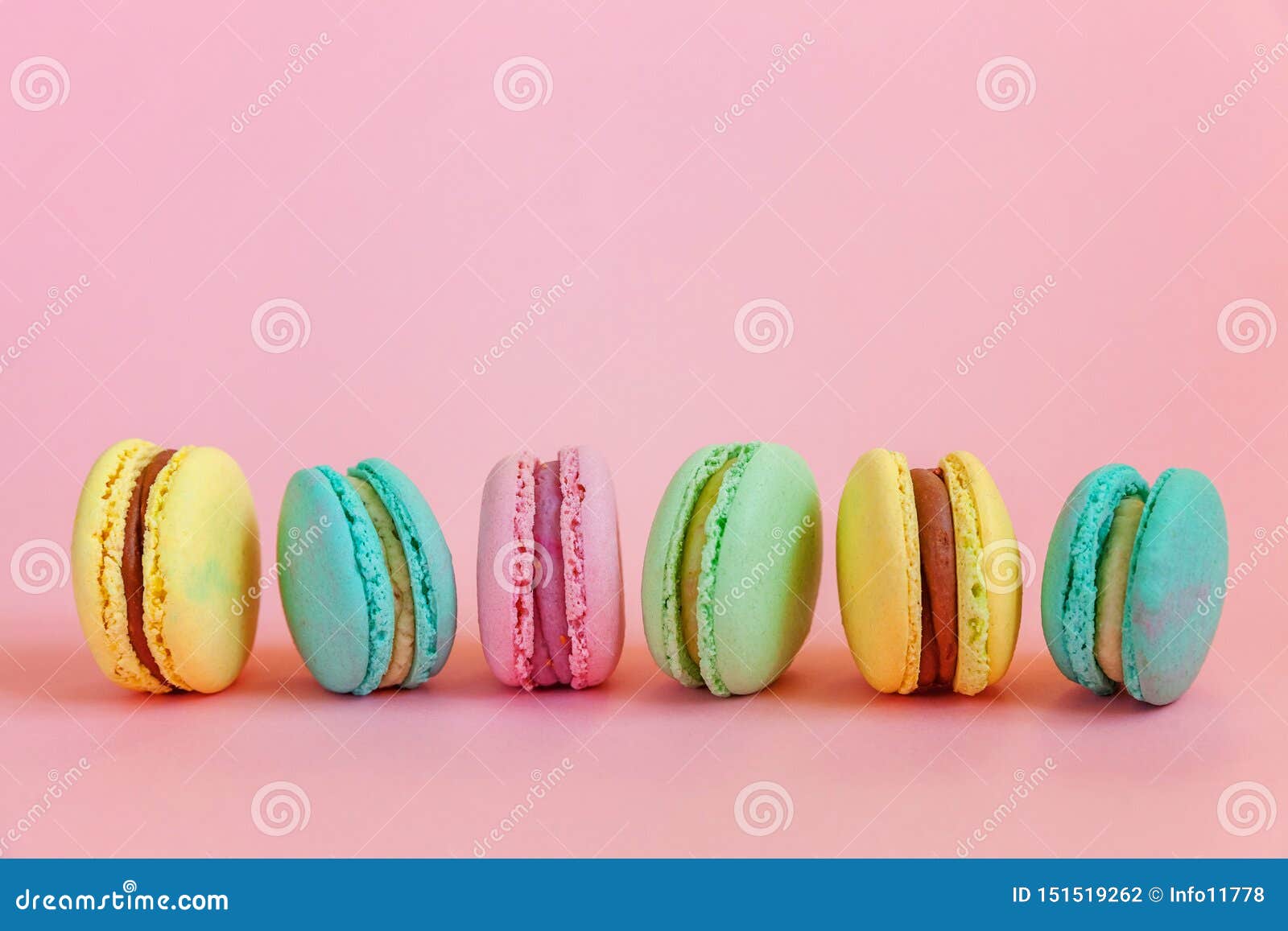 French Sweet Cookie. Minimal Food Bakery Concept. Pink Blue Yellow ...