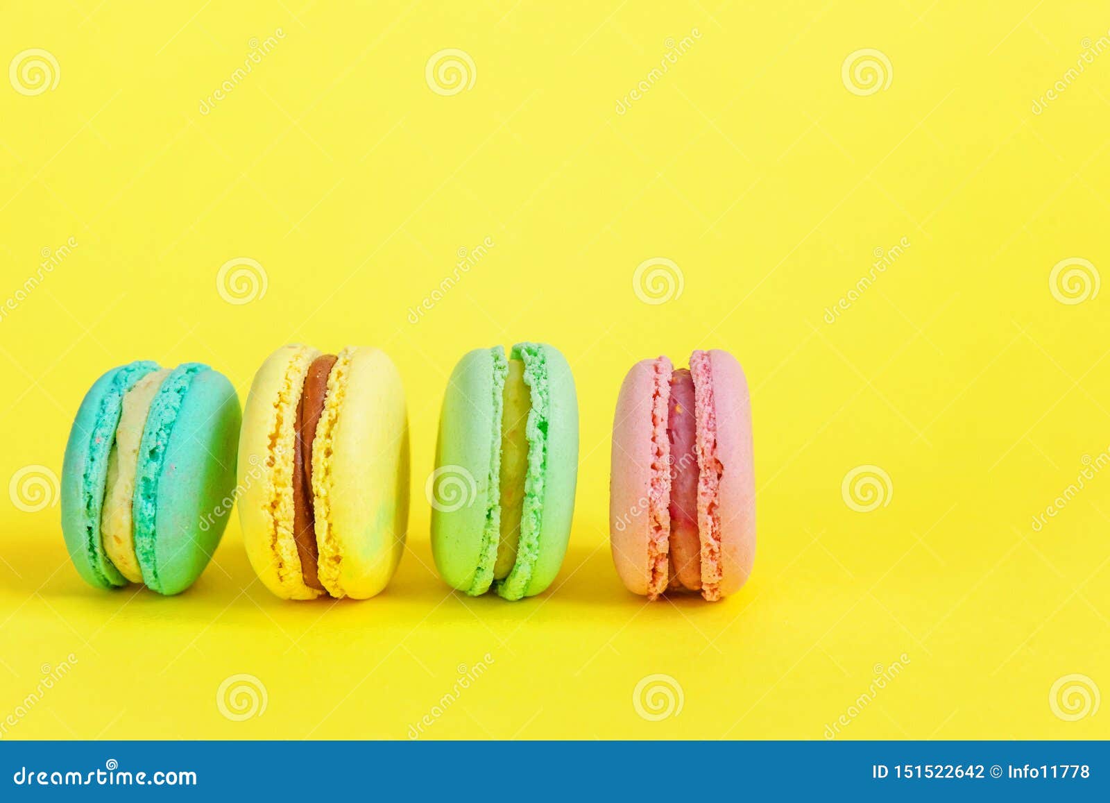 French Sweet Cookie. Minimal Food Bakery Concept. Pink Blue Yellow ...