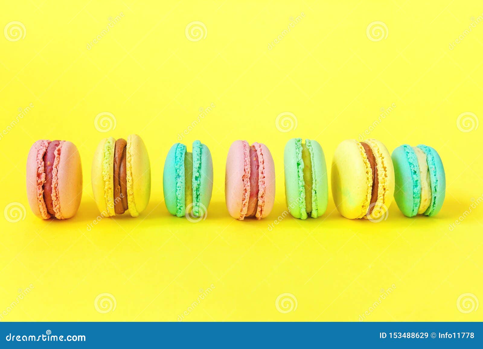 French Sweet Cookie. Minimal Food Bakery Concept. Pink Blue Yellow ...