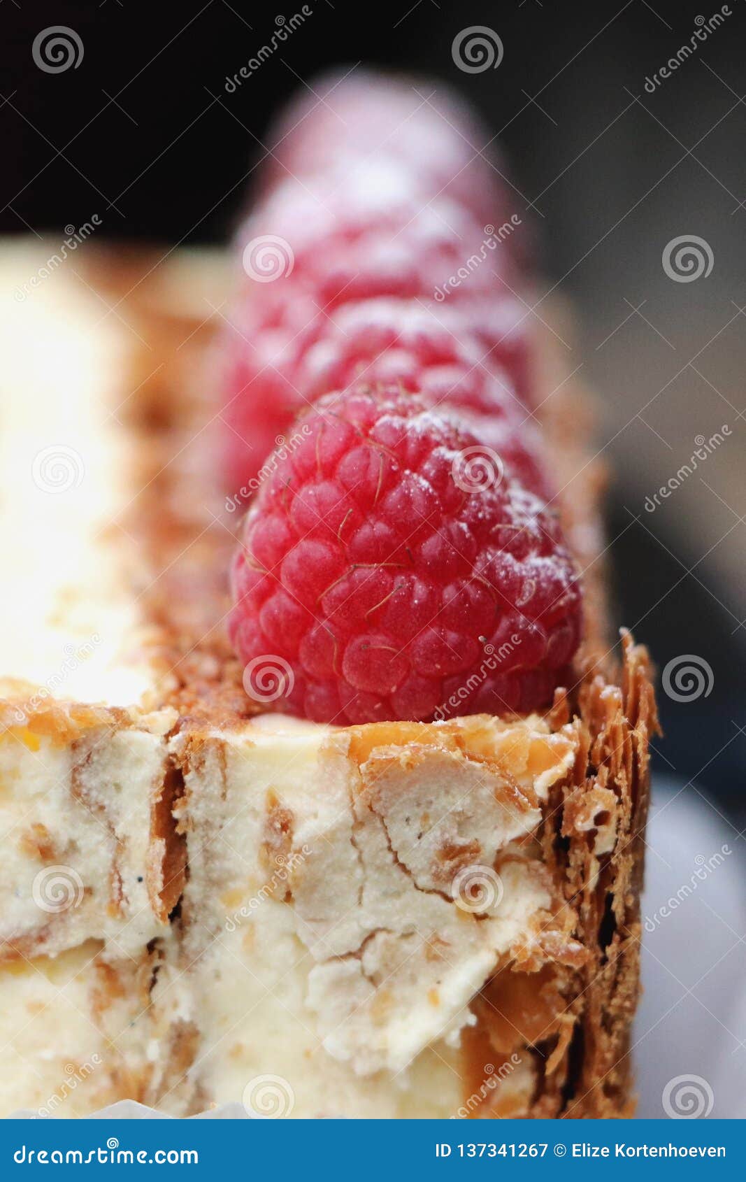 French Sweet Pastry with Raspberries Stock Image Image of plate