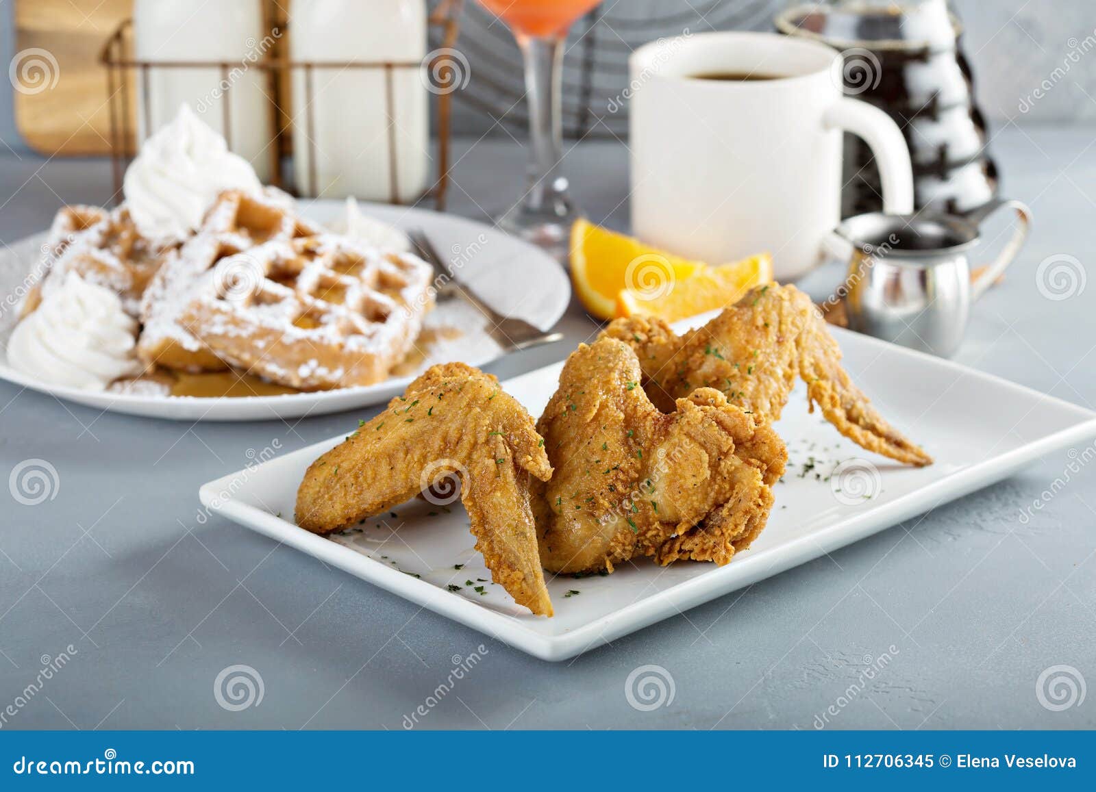 French Toast Waffles with Fried Chicken Stock Image Image of cinnamon