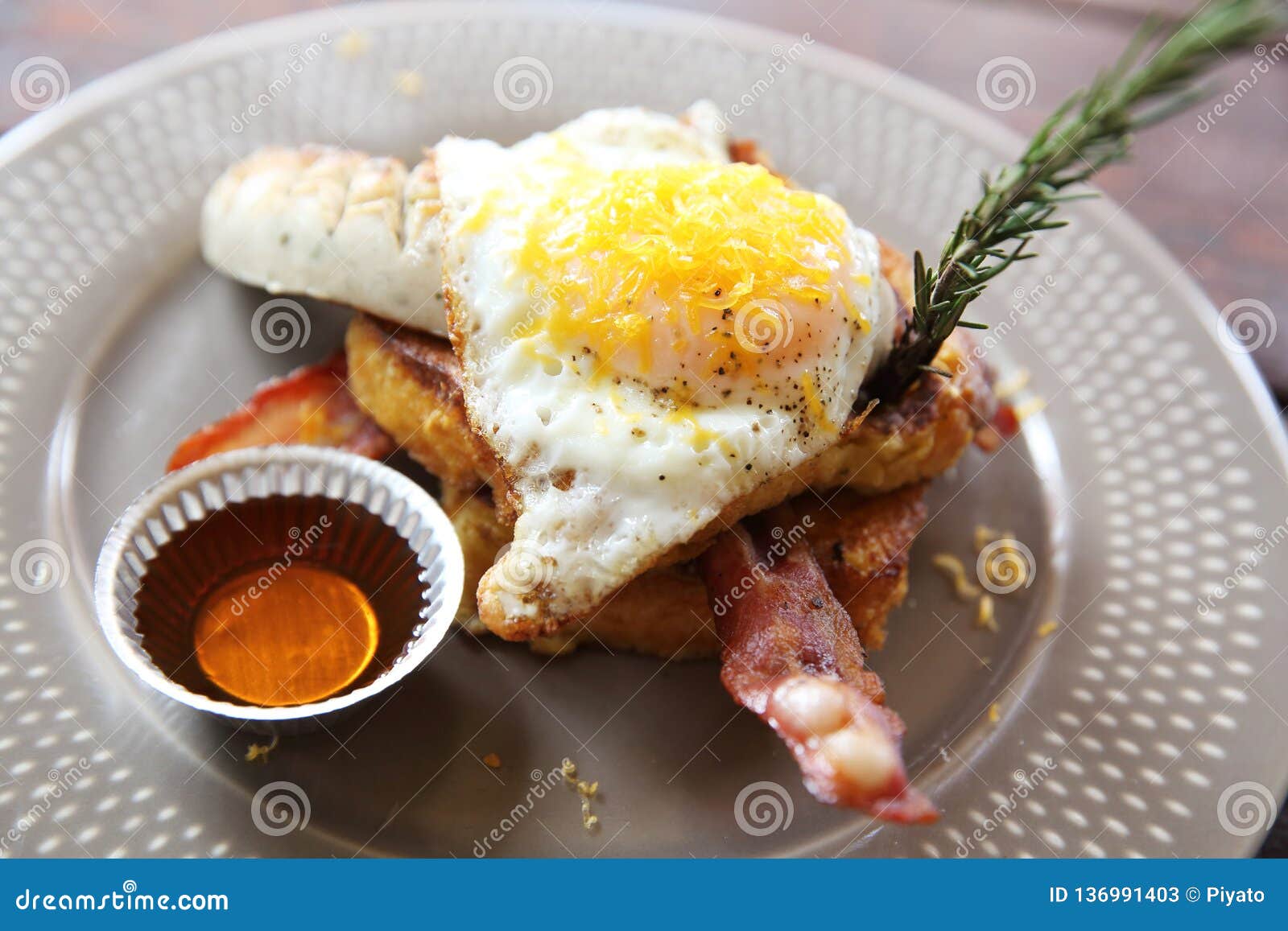 French Toast Eggs and Bacon Breakfast Brekkie Stack Stock Image Image