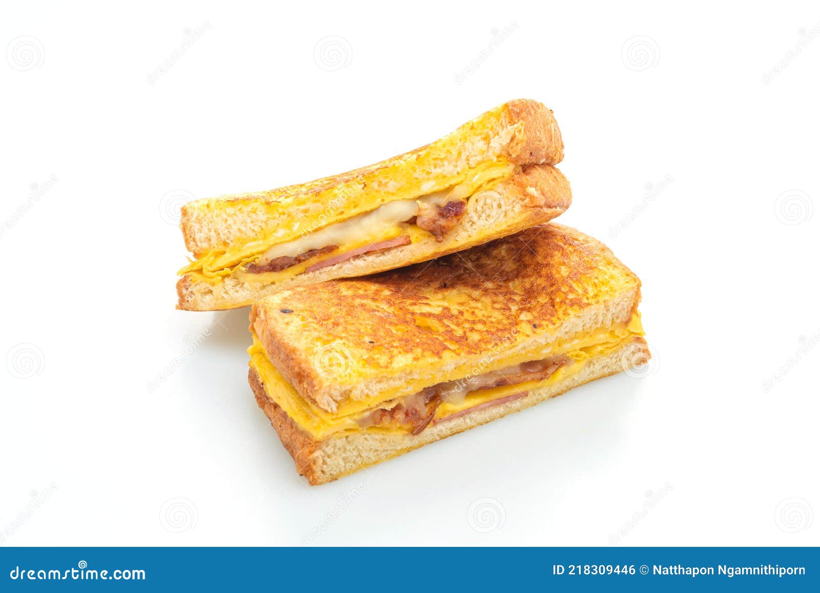 French Toast Ham Bacon Cheese Sandwich with Egg Stock Photo Image of