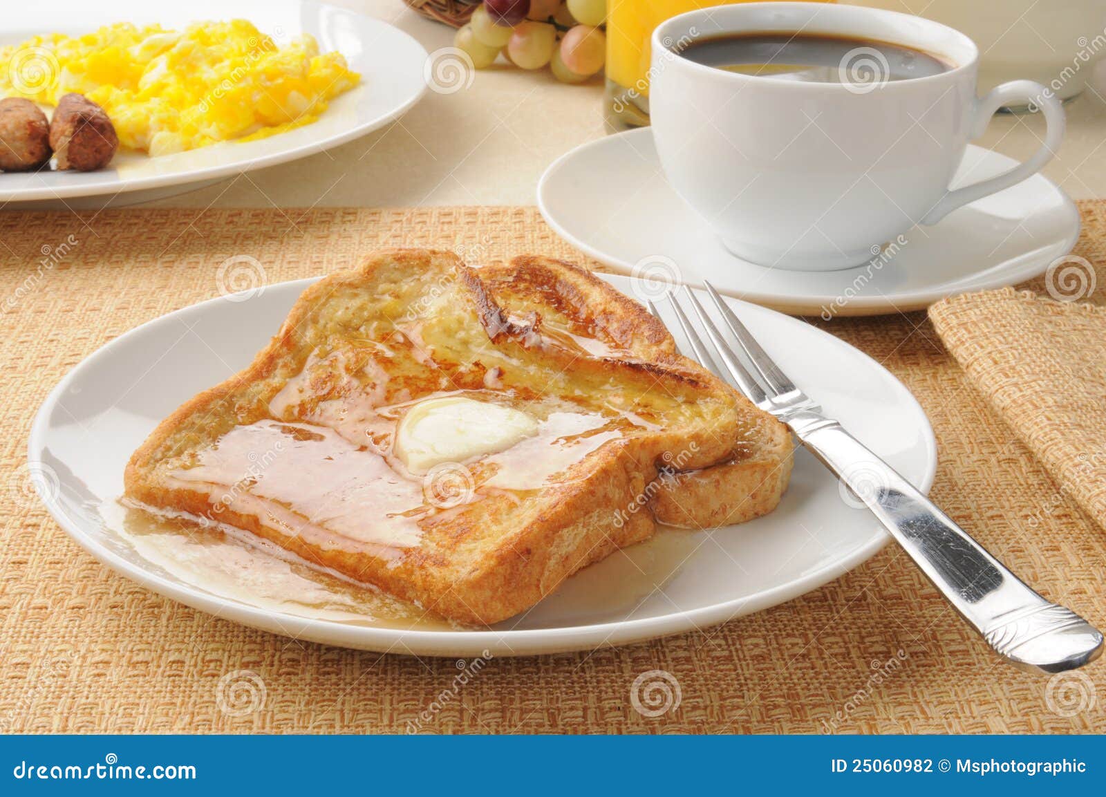 French Toast with Sausage and Eggs Stock Photo Image of meal, toast
