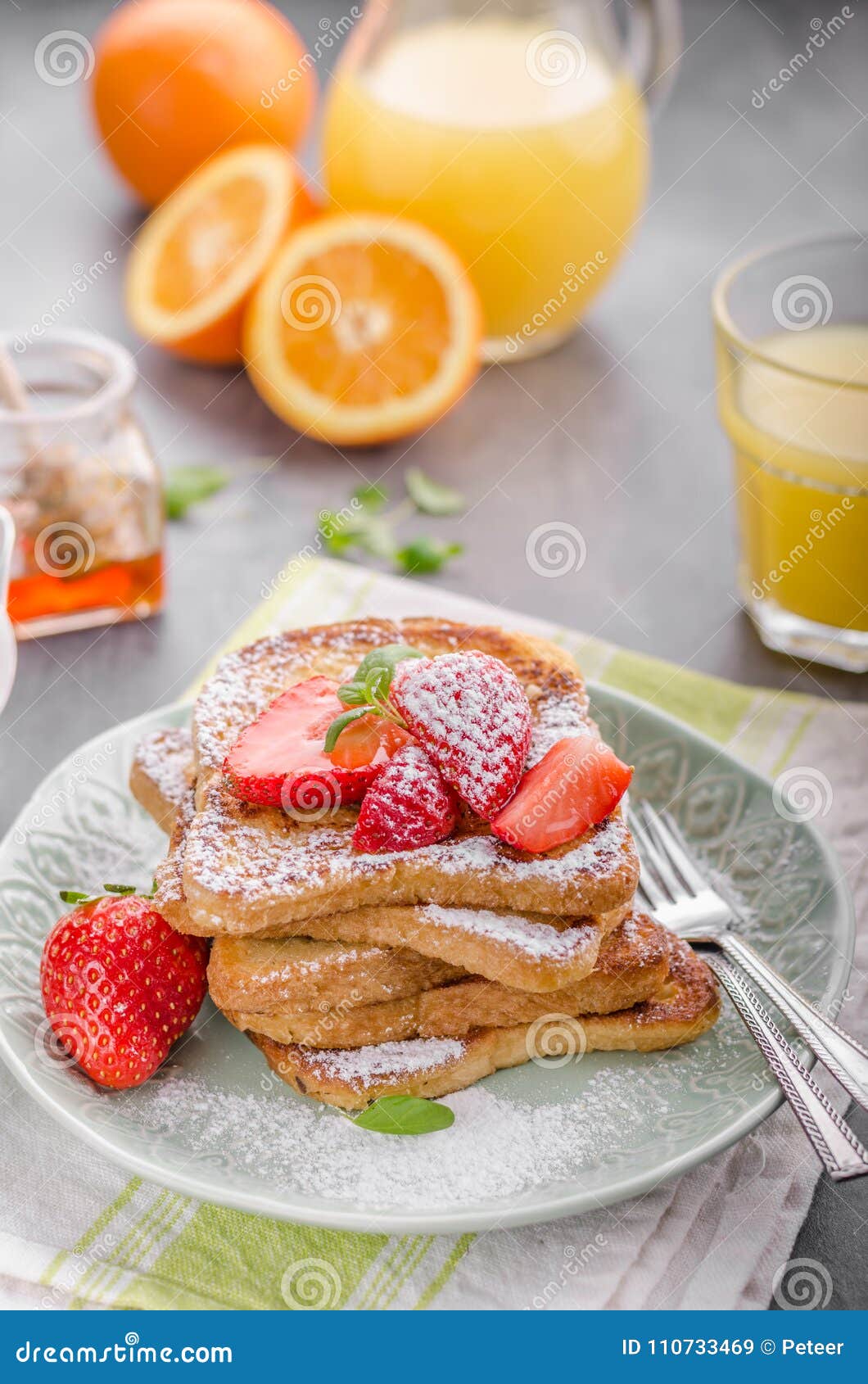 French Toast with Strawberries Stock Image - Image of plate, orange ...