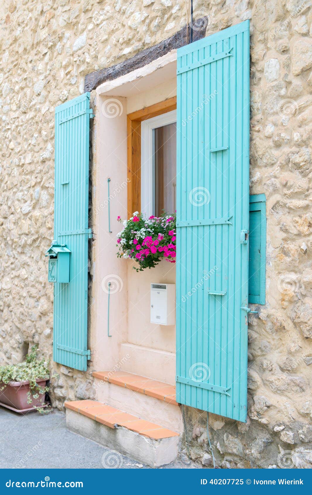 French Window with Typical Shutters Stock Image Image of pierrelongue