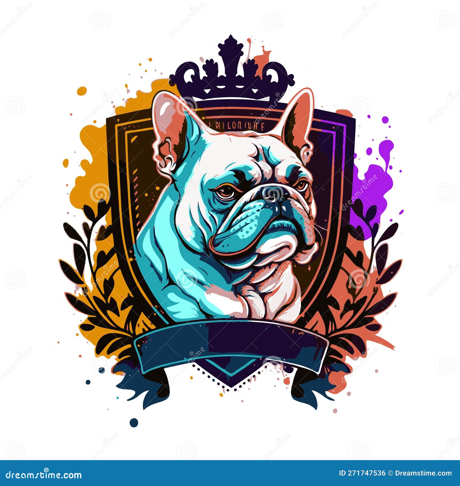 frenchie french bulldog dog mascot character logo  with badges