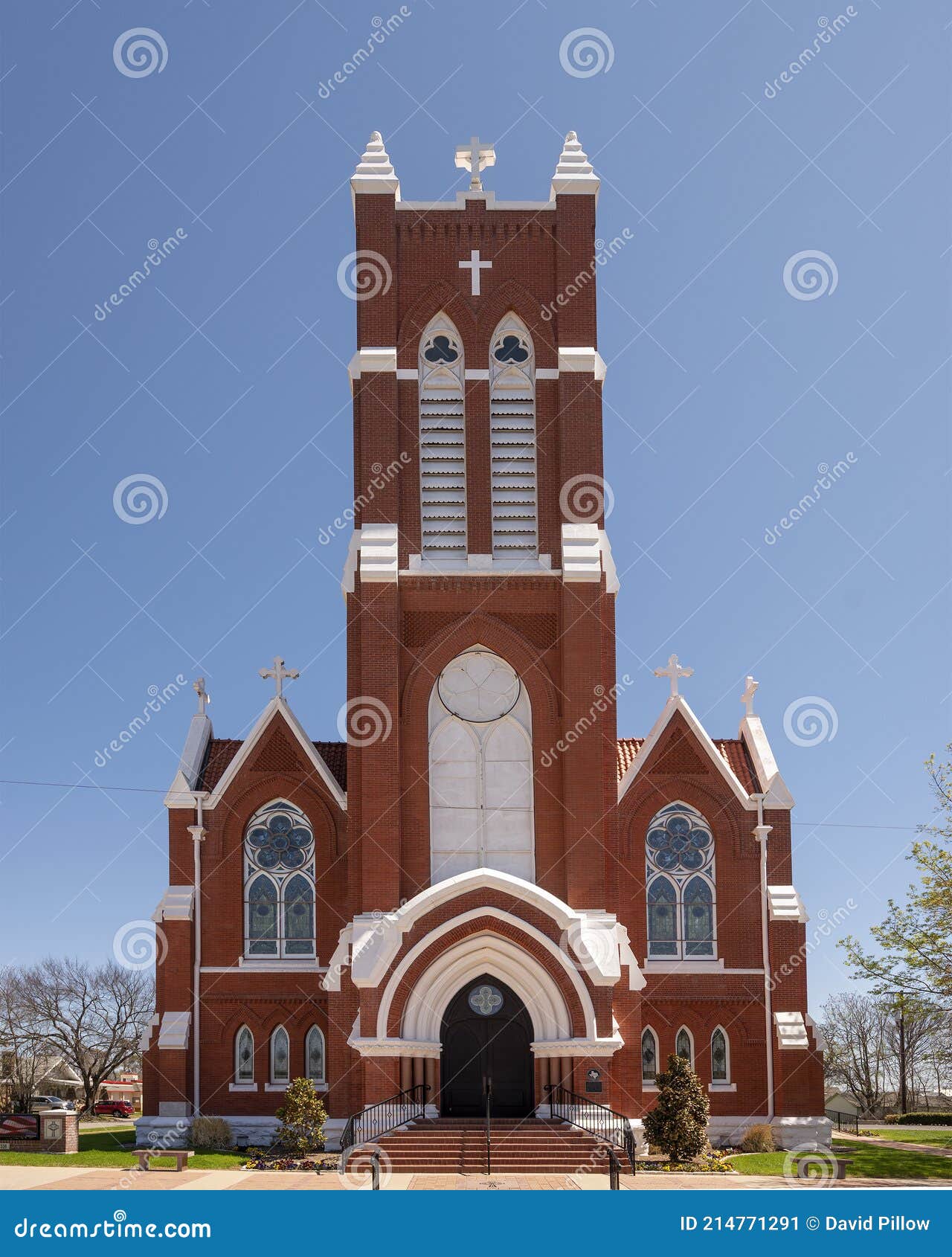 Frente Da Histórica Igreja Católica Padroeira Padroeira Em Denison