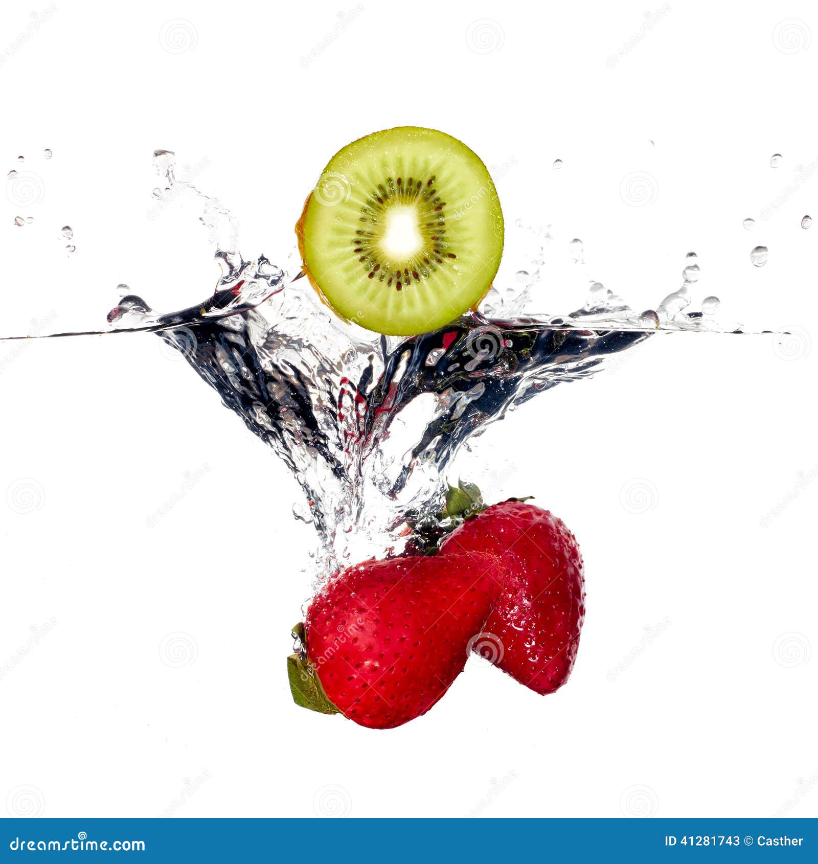 Fresas Y Kiwi Splash Frescos En Agua Imagen de archivo - Imagen de fruta,  maduro: 41281743